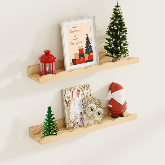 Picture Ledge Shelf for Wall - 24 inch Pine Wood Nursery Set