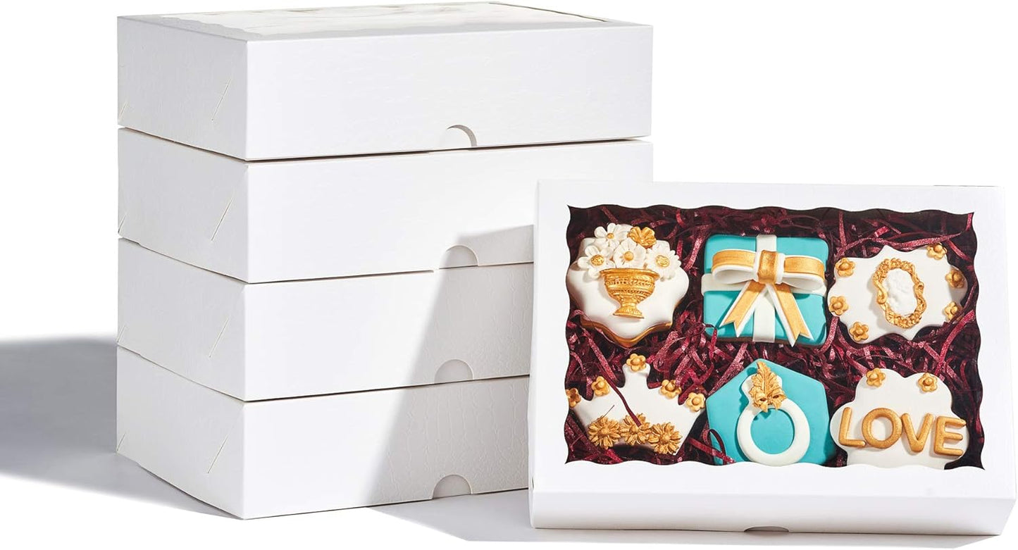 48PCS Premium White Bakery Boxes for Cookies with Window