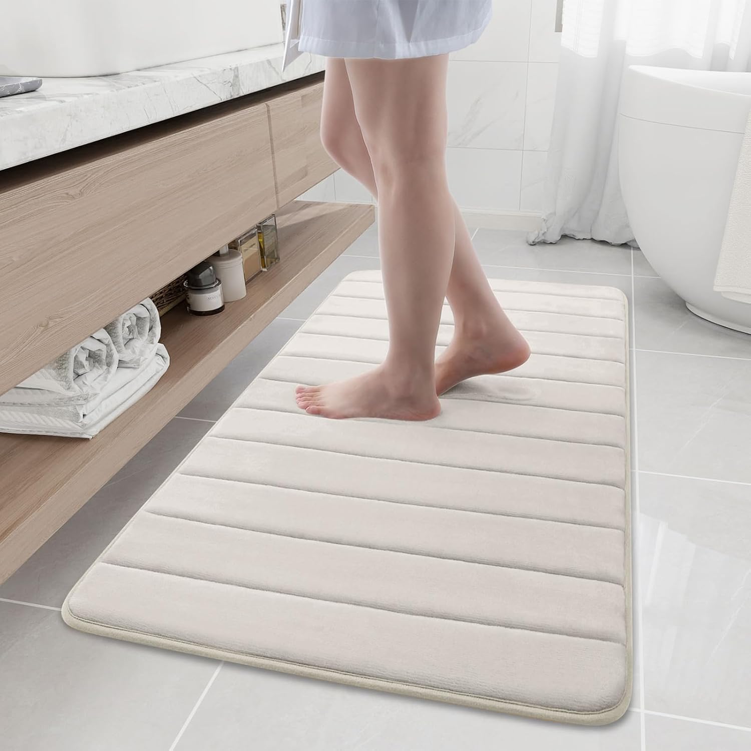 Buganda Memory Foam Bath Mat - Ultra Soft Non-Slip Rug 47x24