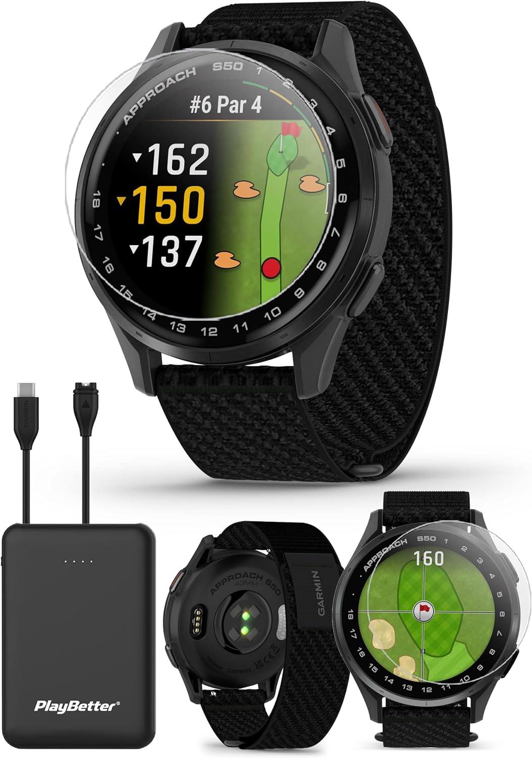 Garmin Approach S50 Golf GPS - On-Course Smartwatch Bundle