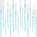 Glass Icicle Ornaments 3.5-7.8 in Twisted Light Blue - Holiday Sparkle