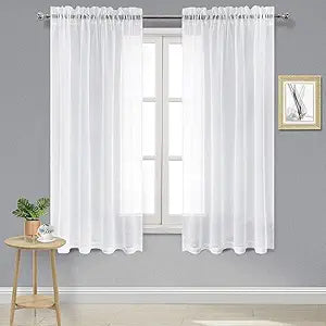 DWCN White Sheer Curtains for Bedroom and Living Room Decor