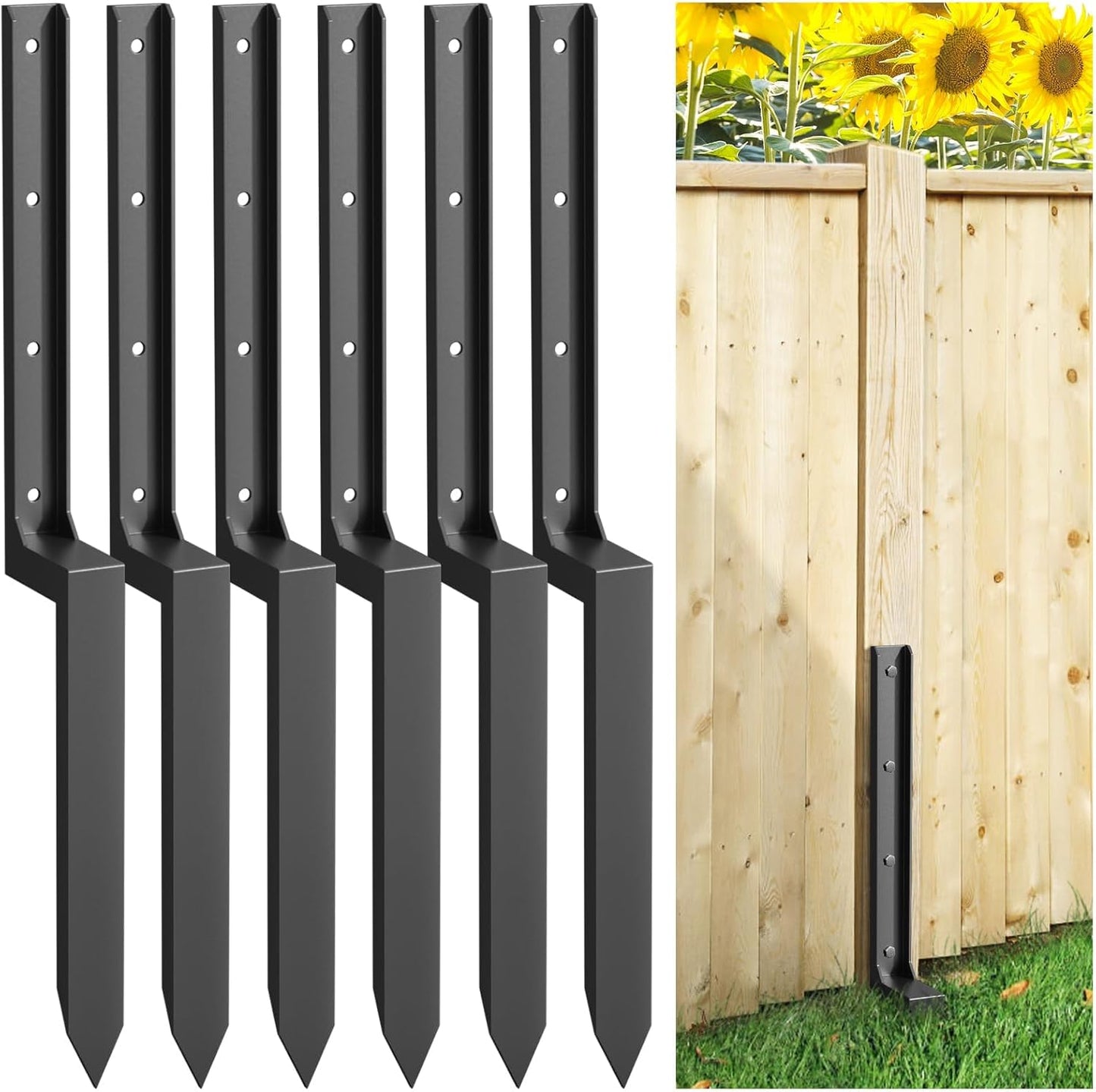 6PCS Heavy Duty Fence Post Repair Kit for Wooden Support