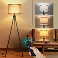 Wood Tripod Floor Lamp with Remote and 4 Color Temperatures - Mid