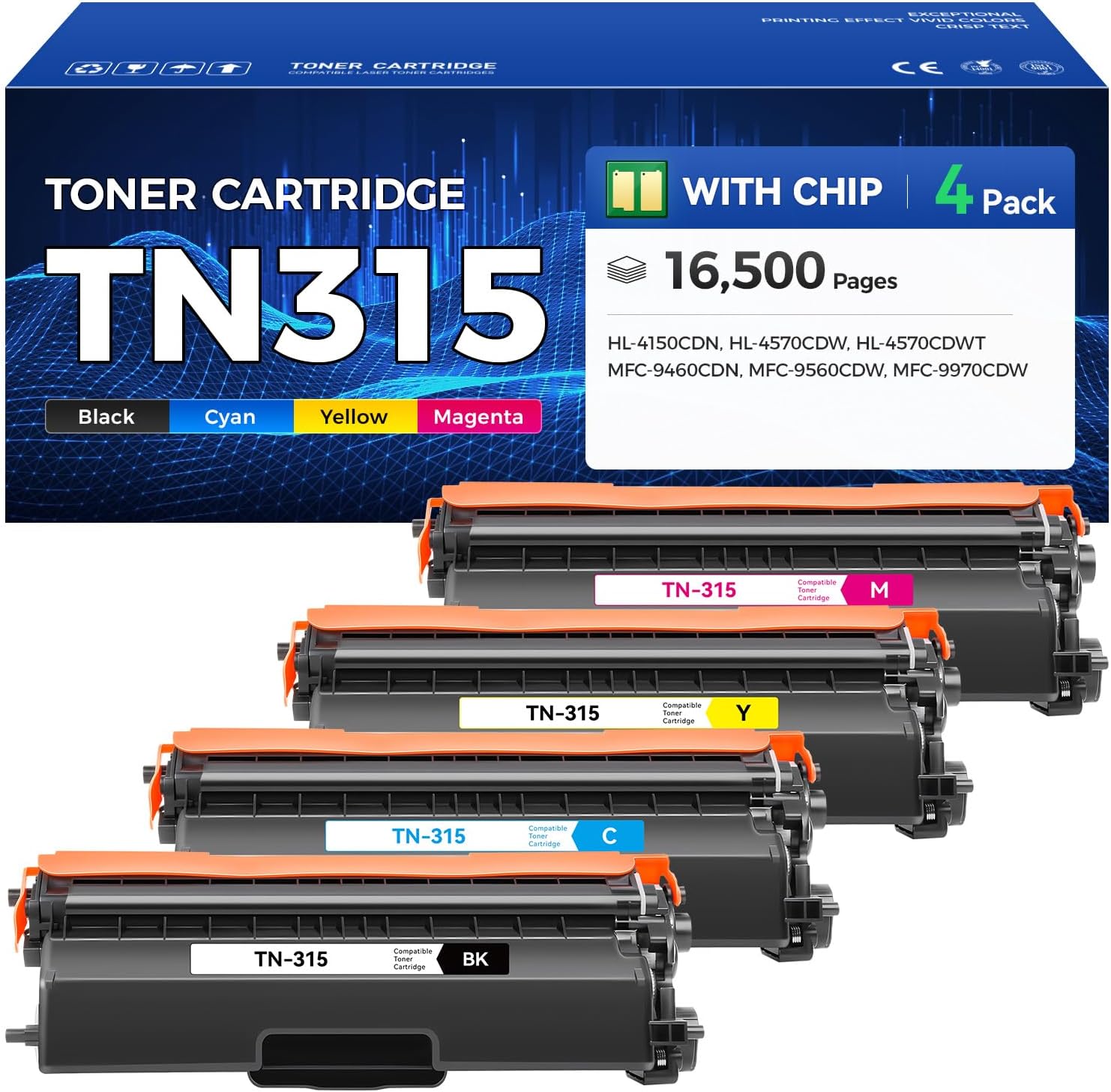 TN315 Toner Cartridge Set 4-Pack for Brother Printers
