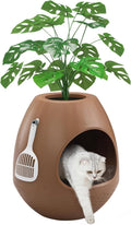 Eggloa6 Hidden Cat Litter Box with Artificial Plants - Stylish Hidden