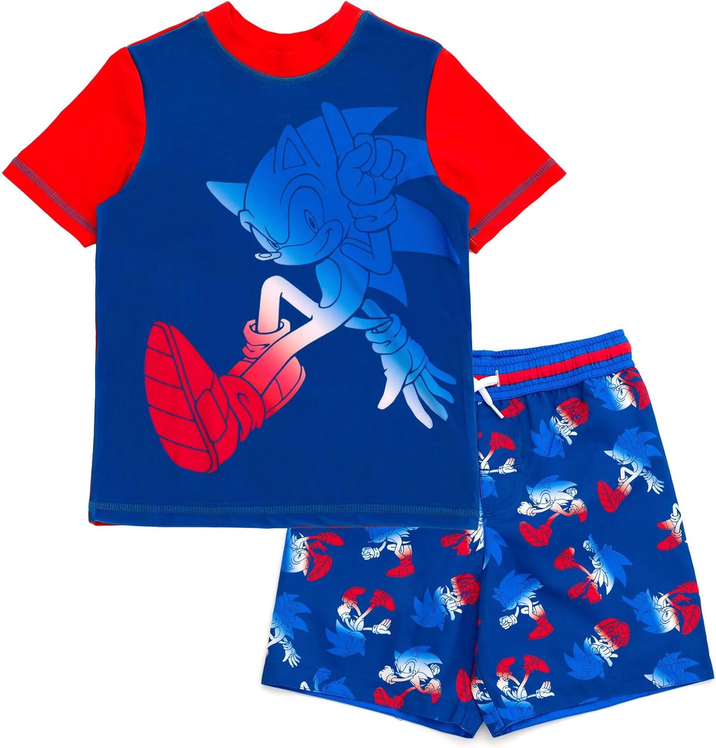 Sonic The Hedgehog Pullover Rash Guard and Swim Trunks Set