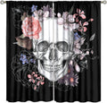 Spooky Skulls & Roses Curtain, 42x45 Bedroom Decor