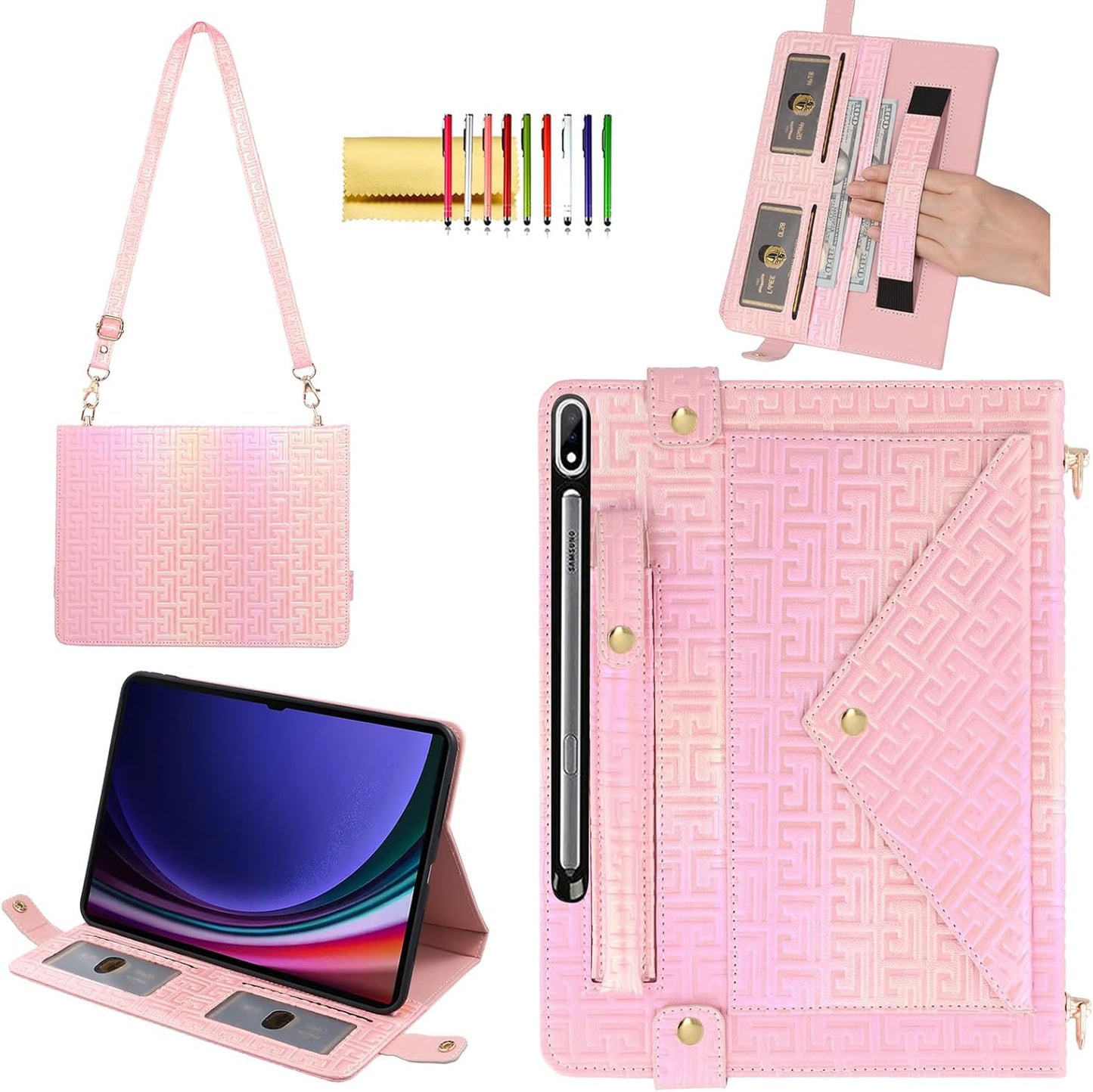 Shiny Case for Samsung Galaxy Tab S8+/S7+/S7 FE 12.4in Handbag