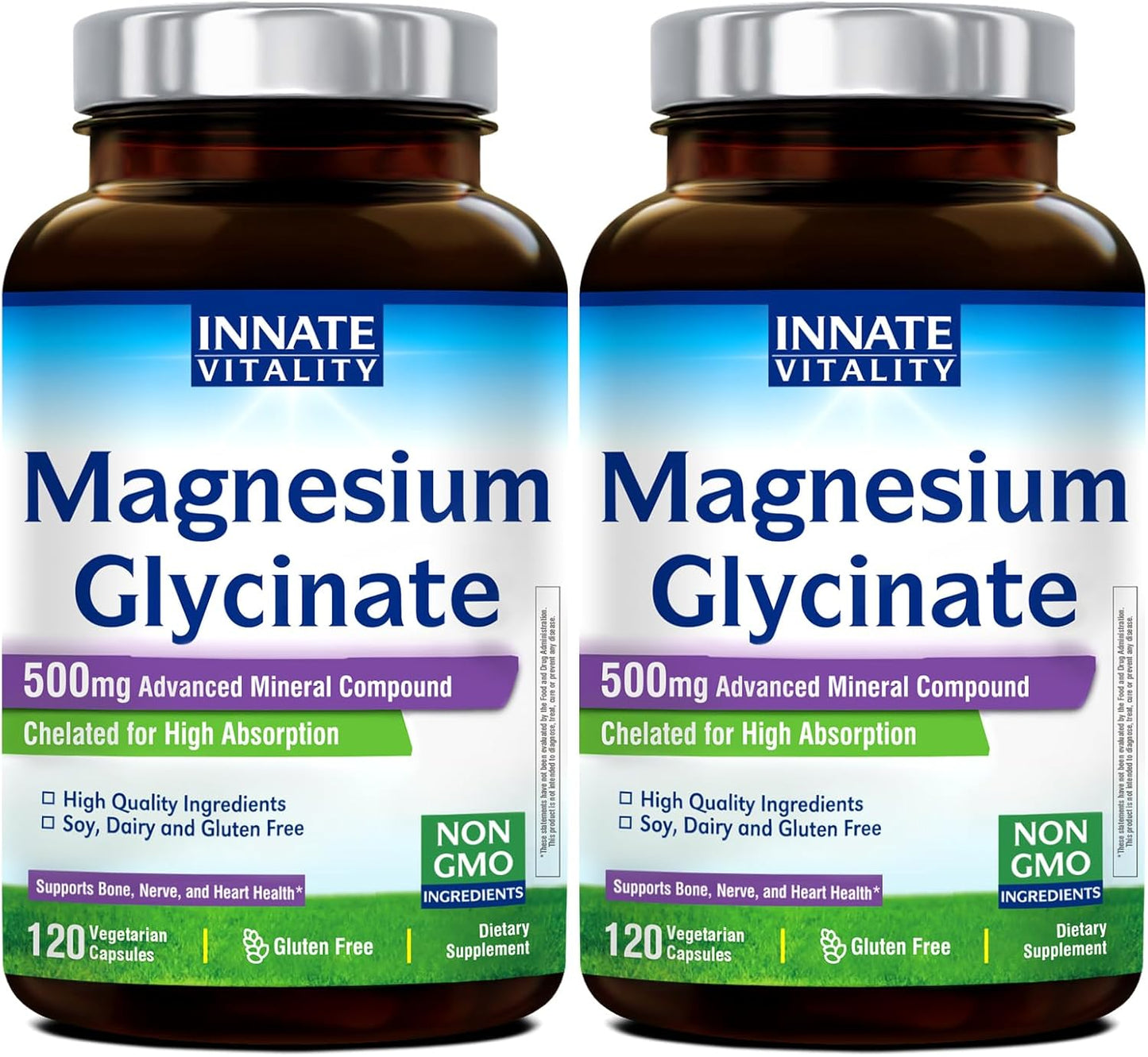 Magnesium Glycinate 500mg Supplement for Heart & Nerve Health