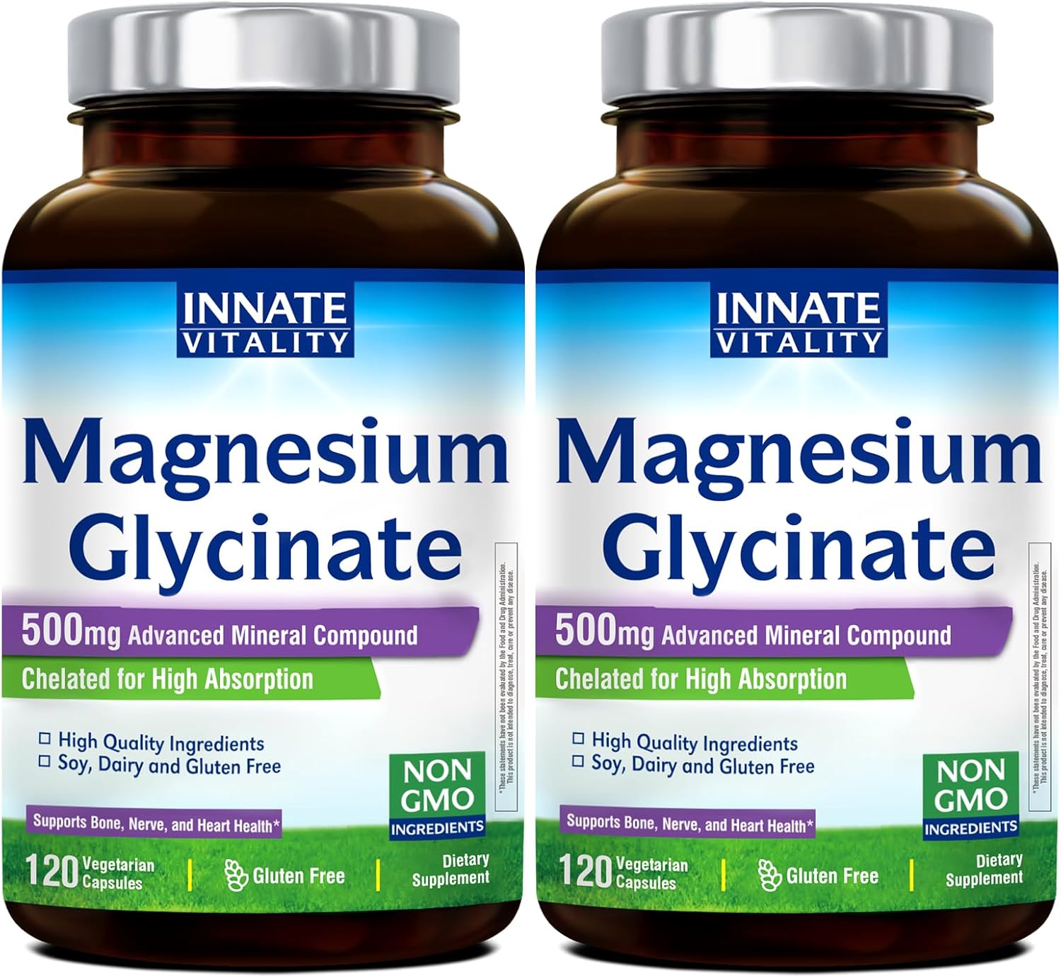 Magnesium Glycinate 500mg Supplement for Heart & Nerve Health