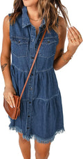 Women's Casual Summer Denim Shirt Dress - Lightweight & Flowy