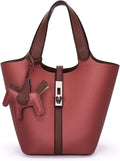 Tote Bag for Women Vegan Leather Bucket Purse - Compact Everyday