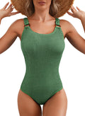 One Piece Ribbed O Ring Swimsuit - Tummy Control Scoop Neck