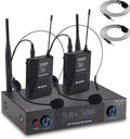 Wireless Microphones System with UHF Headset and Lavalier Mics