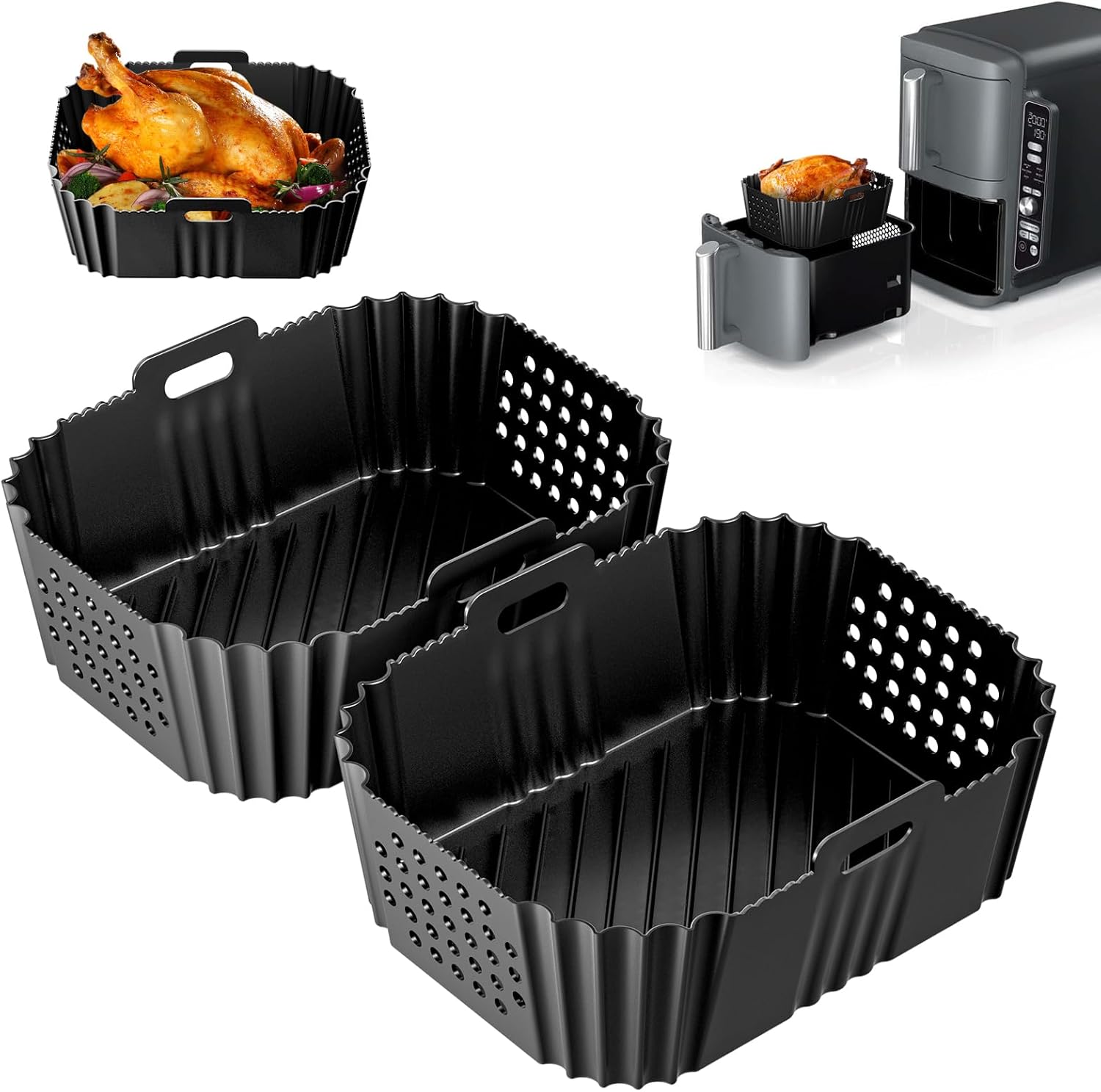 Non-Stick Silicone Liners for Ninja Double Stack Air Fryer - Crispy Results!