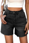 ELLEVEN Women's Raw Hem Jean Shorts for Vintage Summer Style