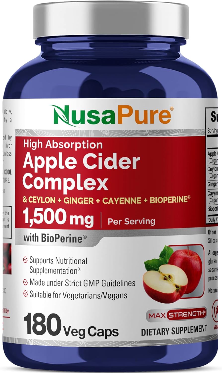 Organic ACV Complex - 180 Caps - With Cayenne & Ginger