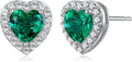 Sterling Silver Created White Sapphire Halo Heart Stud Earrings