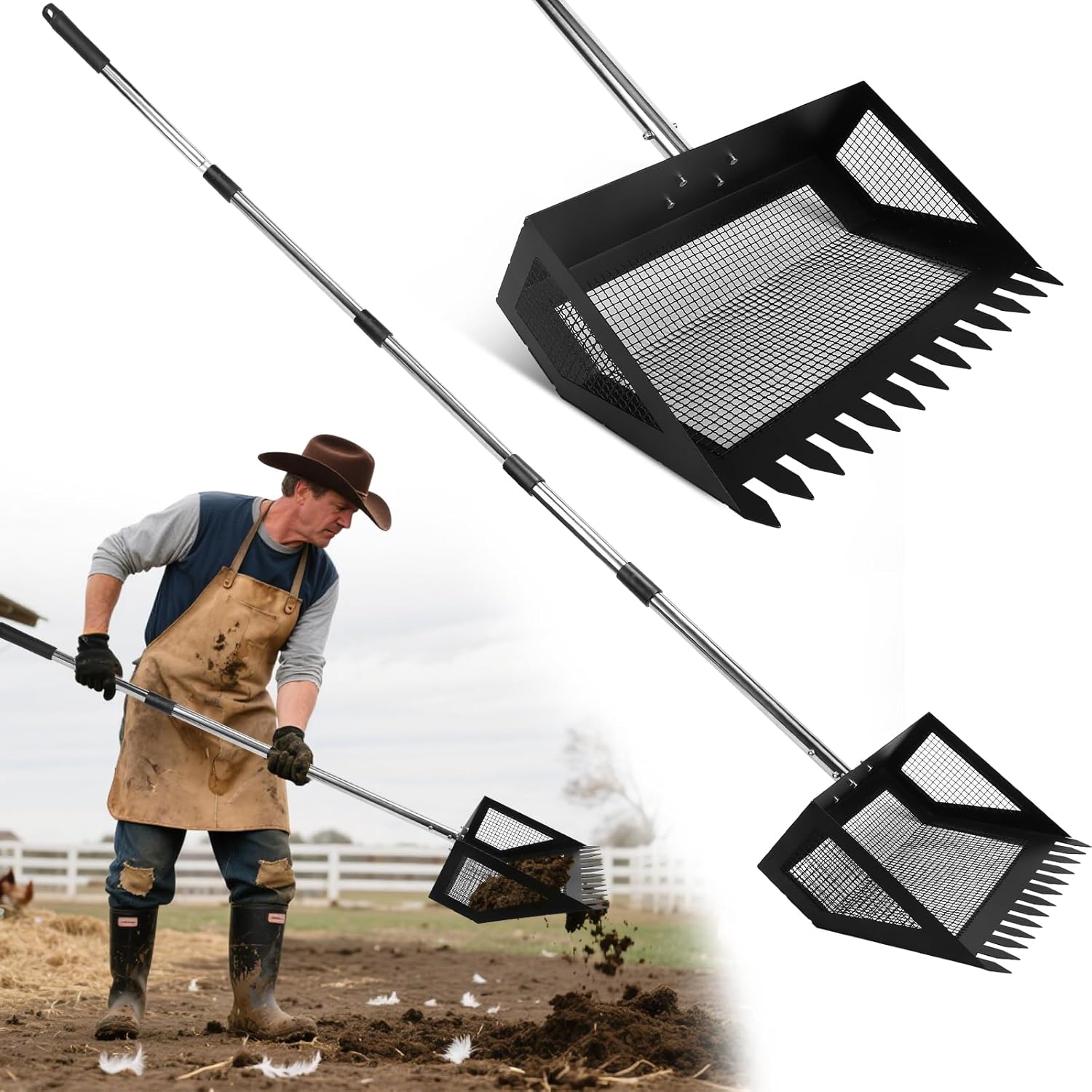 15inch Extra Large Chicken Poop Scooper for Easy Cleanup