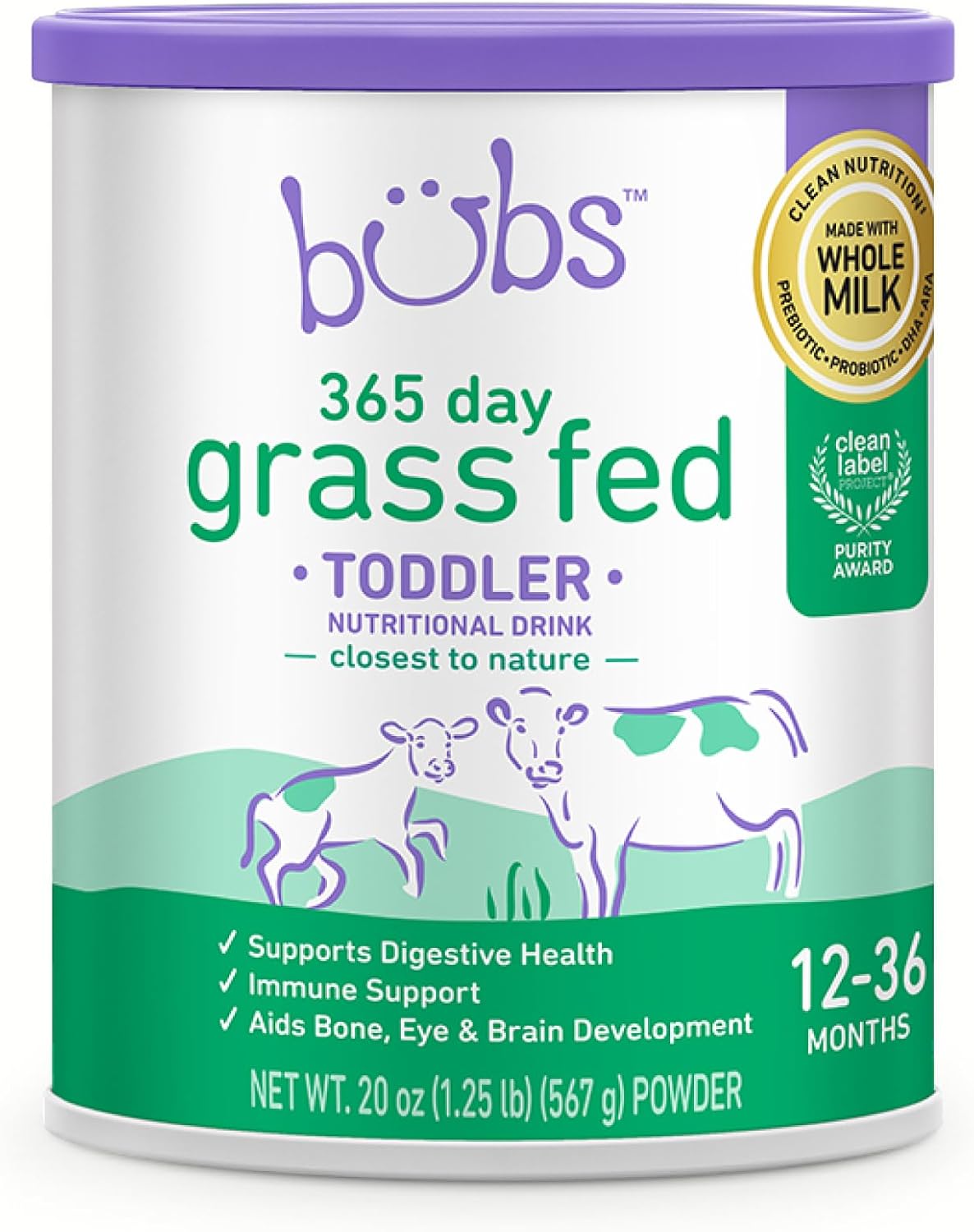 Bubs 365 Grass Fed Toddler Nutritional Drink for Kids 12-36 Months