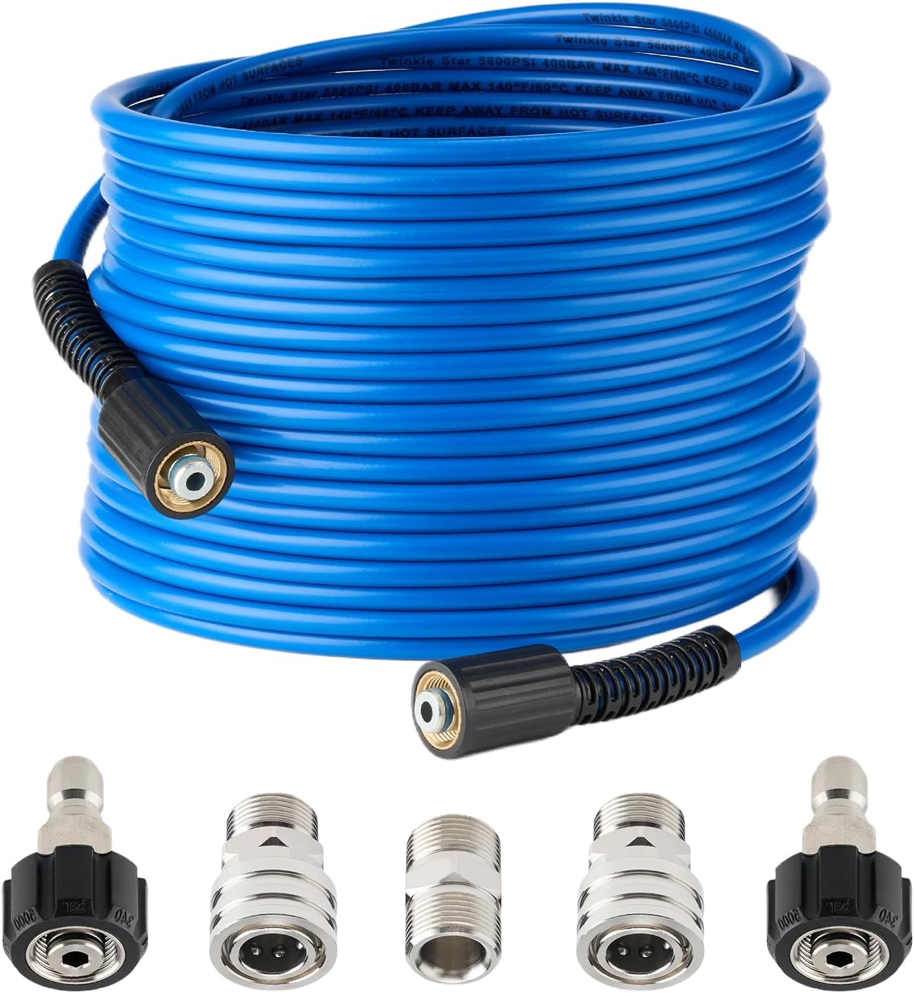 Twinkle Star 50ft Pressure Washer Hose: Kink Resistant & Durable