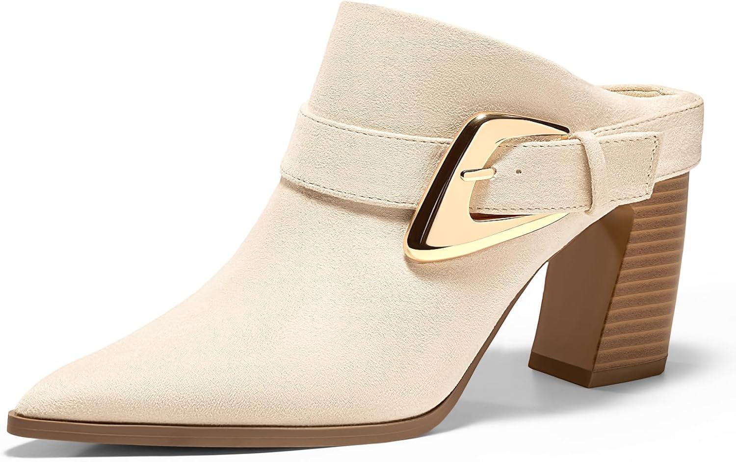 Coutgo Womens Mules Boots with Chunky Stacked Heel for Comfort
