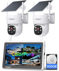 Solar Security Cameras Wireless Outdoor with 10in Monitor - 2K Solar