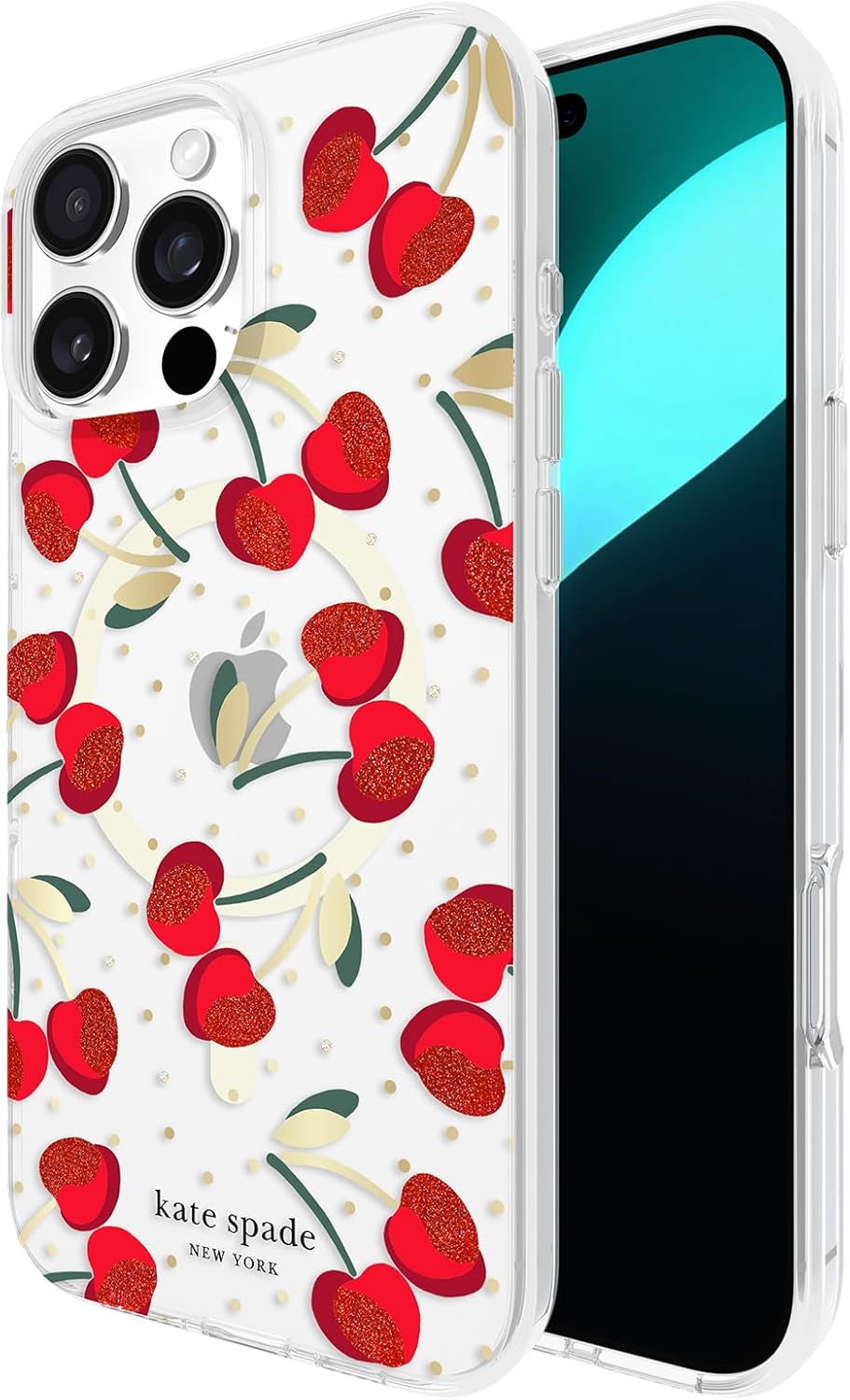 Stylish iPhone 16 Pro Max Case with Cherry Dot Gems Design