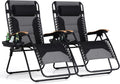 PHI VILLA Oversized Zero Gravity Chair Set of 2 - 30in Wide, Black