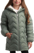 DKNY Girls Puffer Jacket - Sherpa Lined Glacier Shield Mid Length Coat