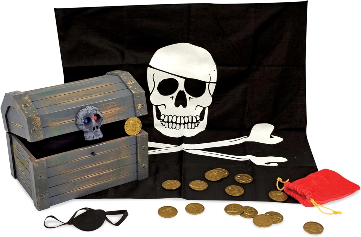 Melissa & Doug Wooden Pirate Chest Pretend Play Set for Kids
