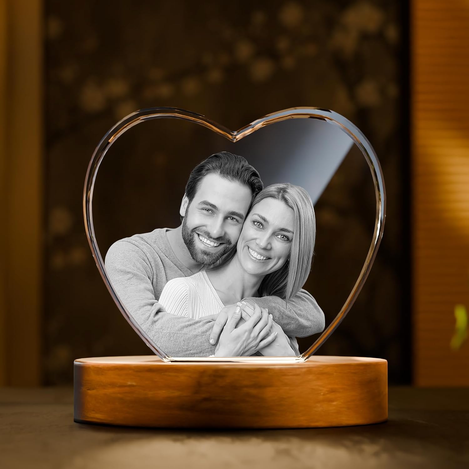 3D Heart Crystal Photo - Custom Engraved Memory Cube