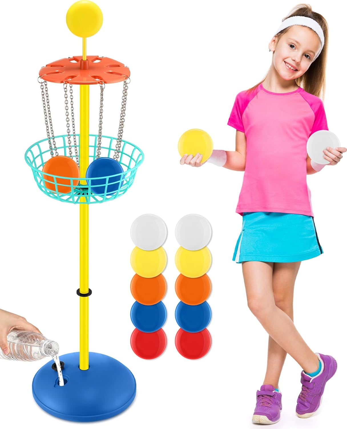 Meooeck Mini Disc Golf Set: 42 Basket + 10 Discs