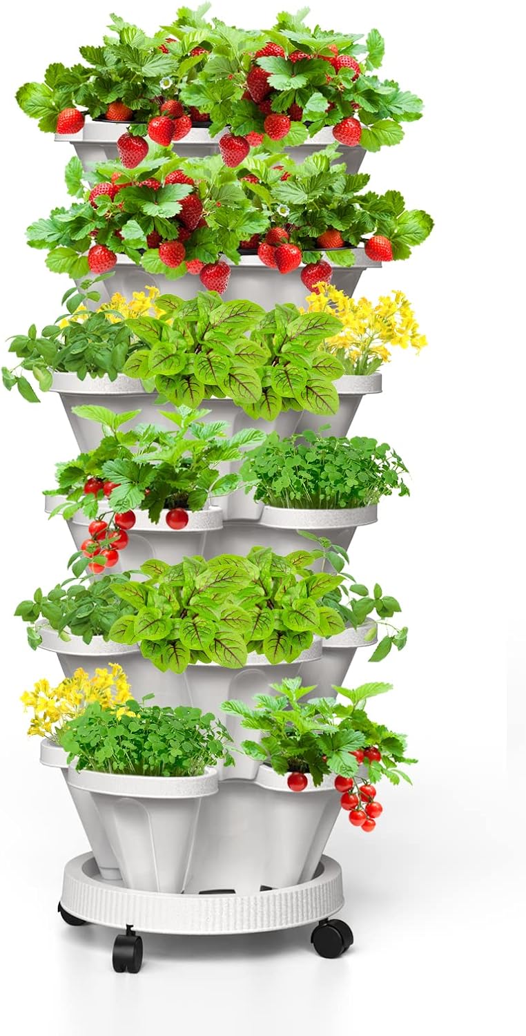 Strawberry Vertical Planters - 6 Tier Stacking Garden Tower