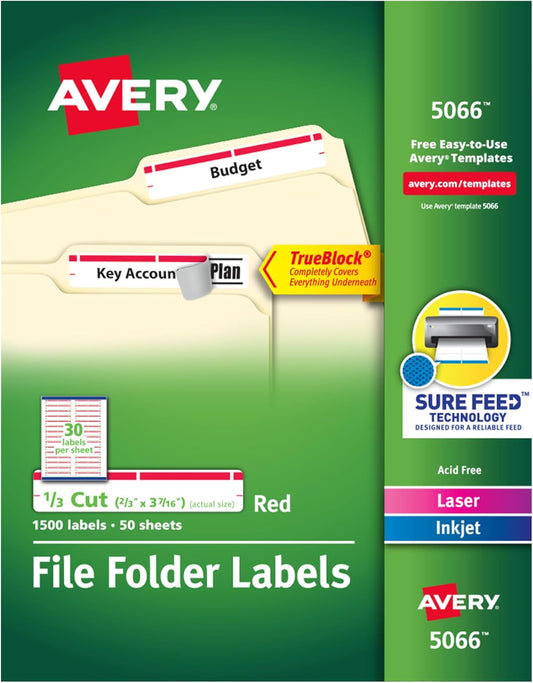 Avery TrueBlock File Folder Labels for Efficient Organization