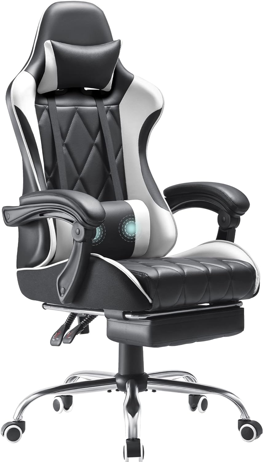 Homall Gaming Chair with Footrest & Massage Lumbar - Ultimate Comfort