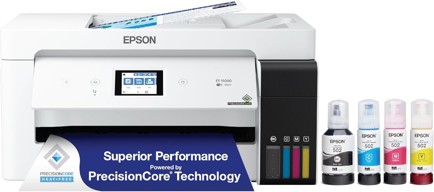 Epson EcoTank ET-15000: Wireless Color All-in-One Printer - High-Quality Printing up to 13x19