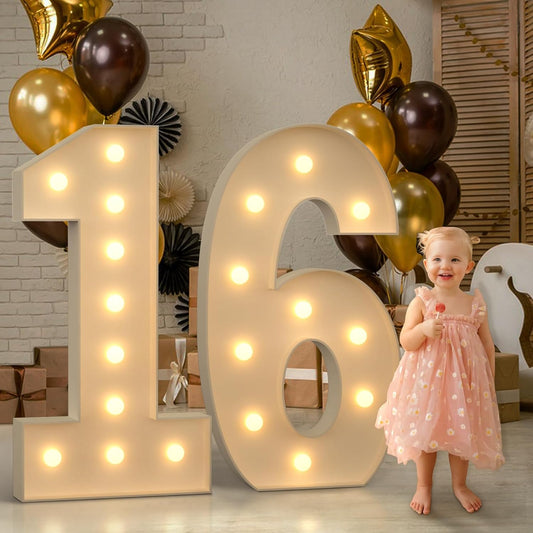 Marquee Numbers 16 Light Up 4FT for 16th Birthday Party Decor