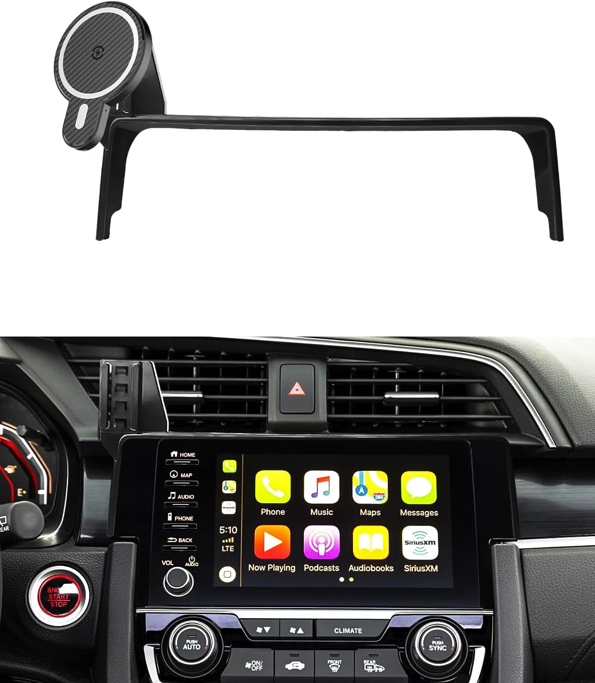 Car Phone Mount for Honda Civic 2016-2021 with Fast Charger