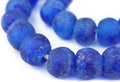 Jumbo Recycled Glass Beads 21-25mm Aqua Swirl - Eco Home Accents