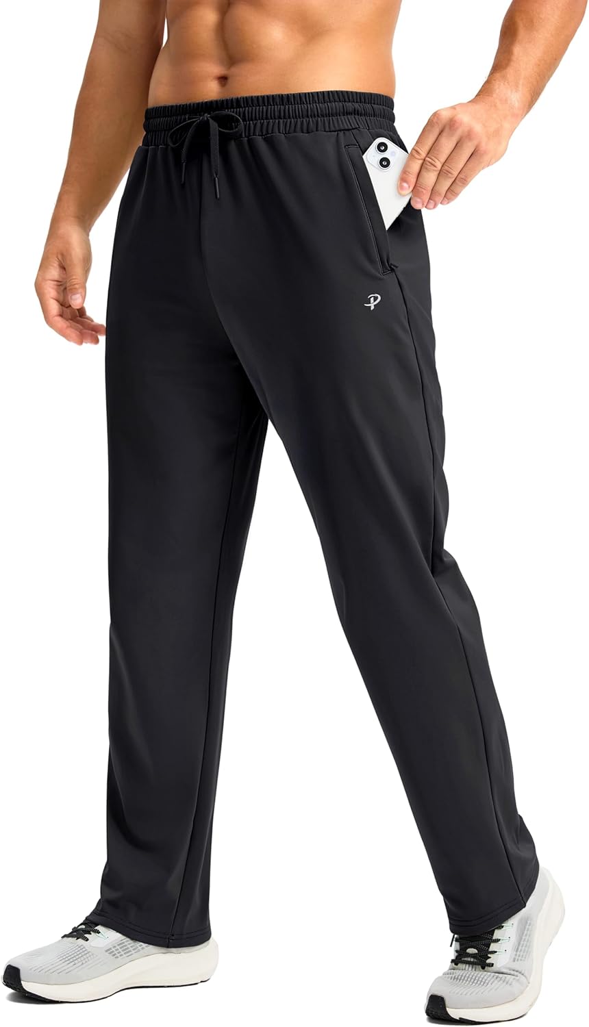 Pudolla Men's Fleece Lined Sweatpants for Winter Workouts