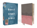 NIV Quest Study Bible Leathersoft Gray/Pink - Q&A Study
