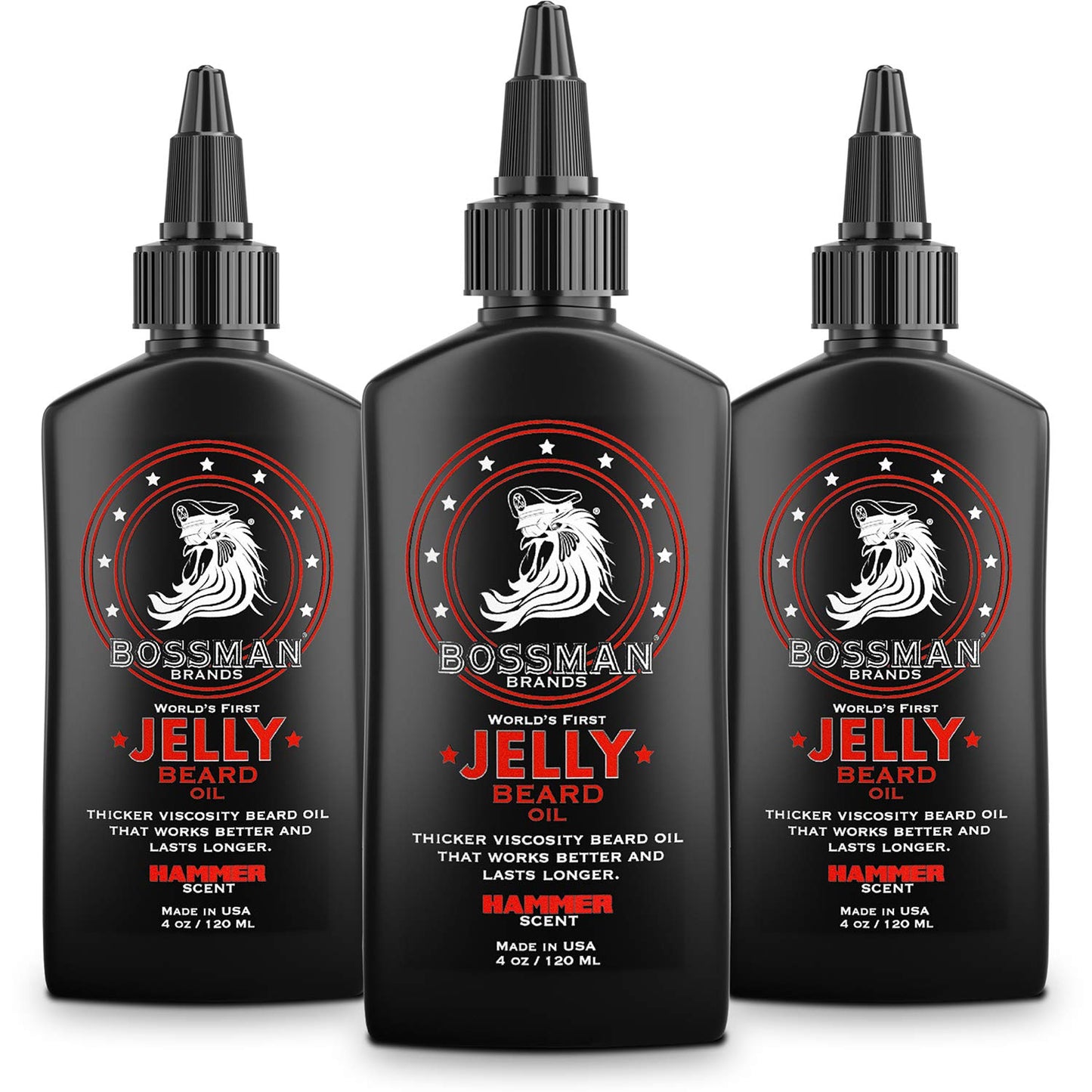 Bossman Jelly Beard Oil for Men - 3 Pack with Hammer Scent