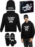Do Not Disturb I'm Gaming Hoodie Socks Hat Set - Warm Gamer Gift