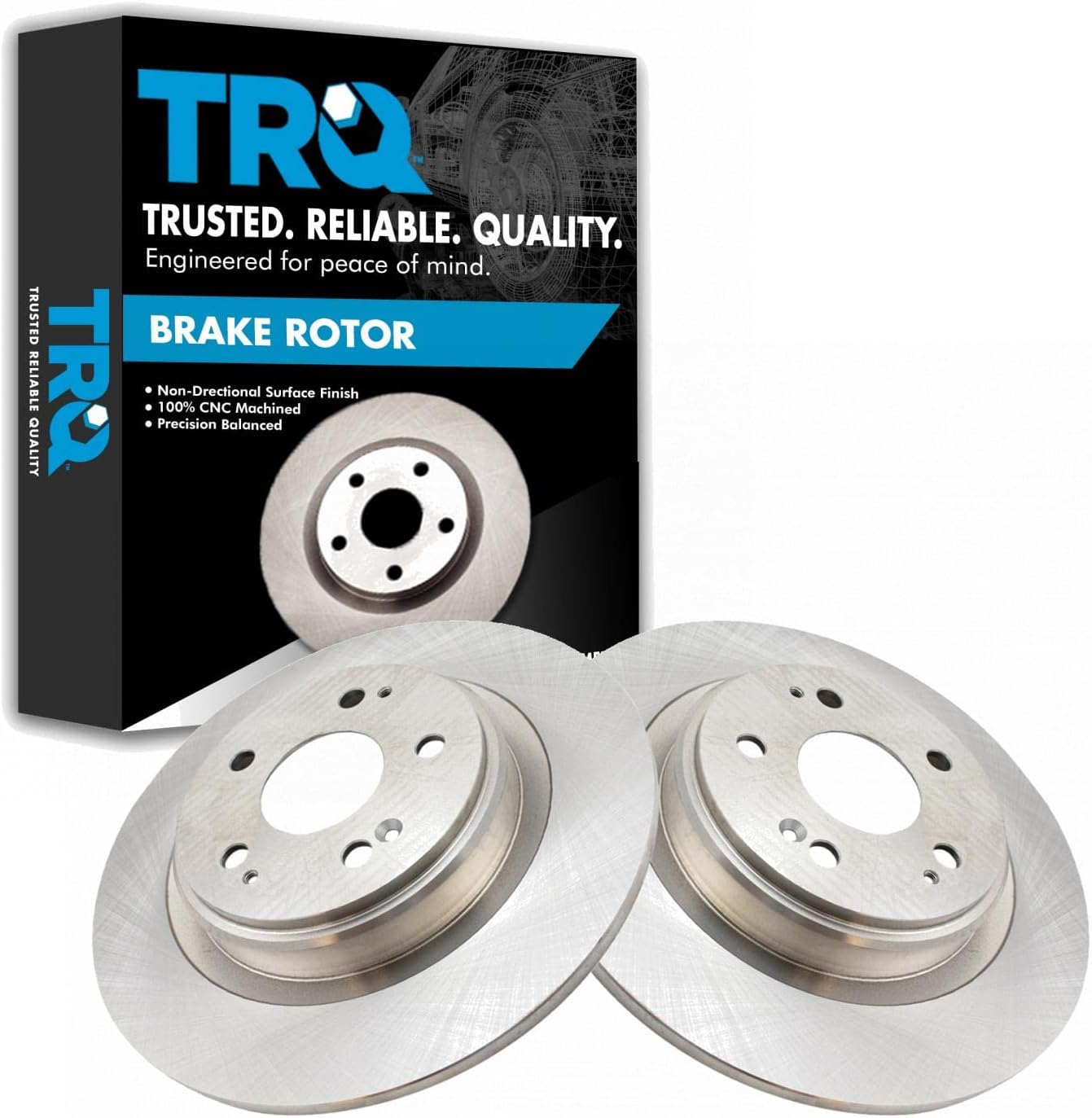 TRQ Rear Brake Rotors Set Solid for 2017-2020 Acura MDX