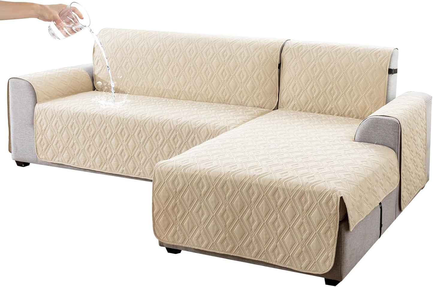Genina Sectional Couch Covers for Dogs - L Shaped Sofa Protector