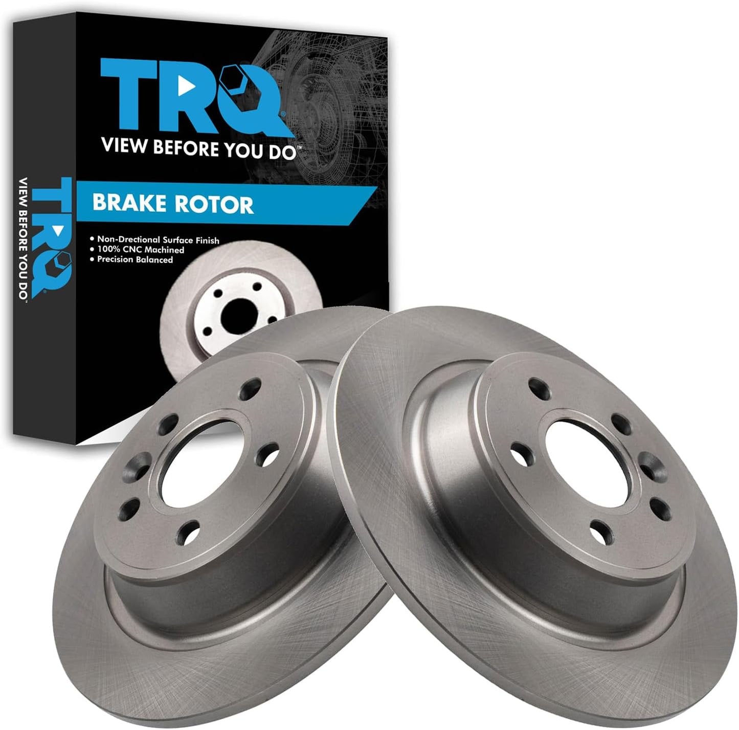 TRQ Rear Brake Rotors Set Solid for 2012-2015 Range Rover Evoque