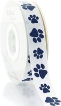 7/8ft Navy Paw Grosgrain Ribbon 100 Yards - Durable Craft Ribbon