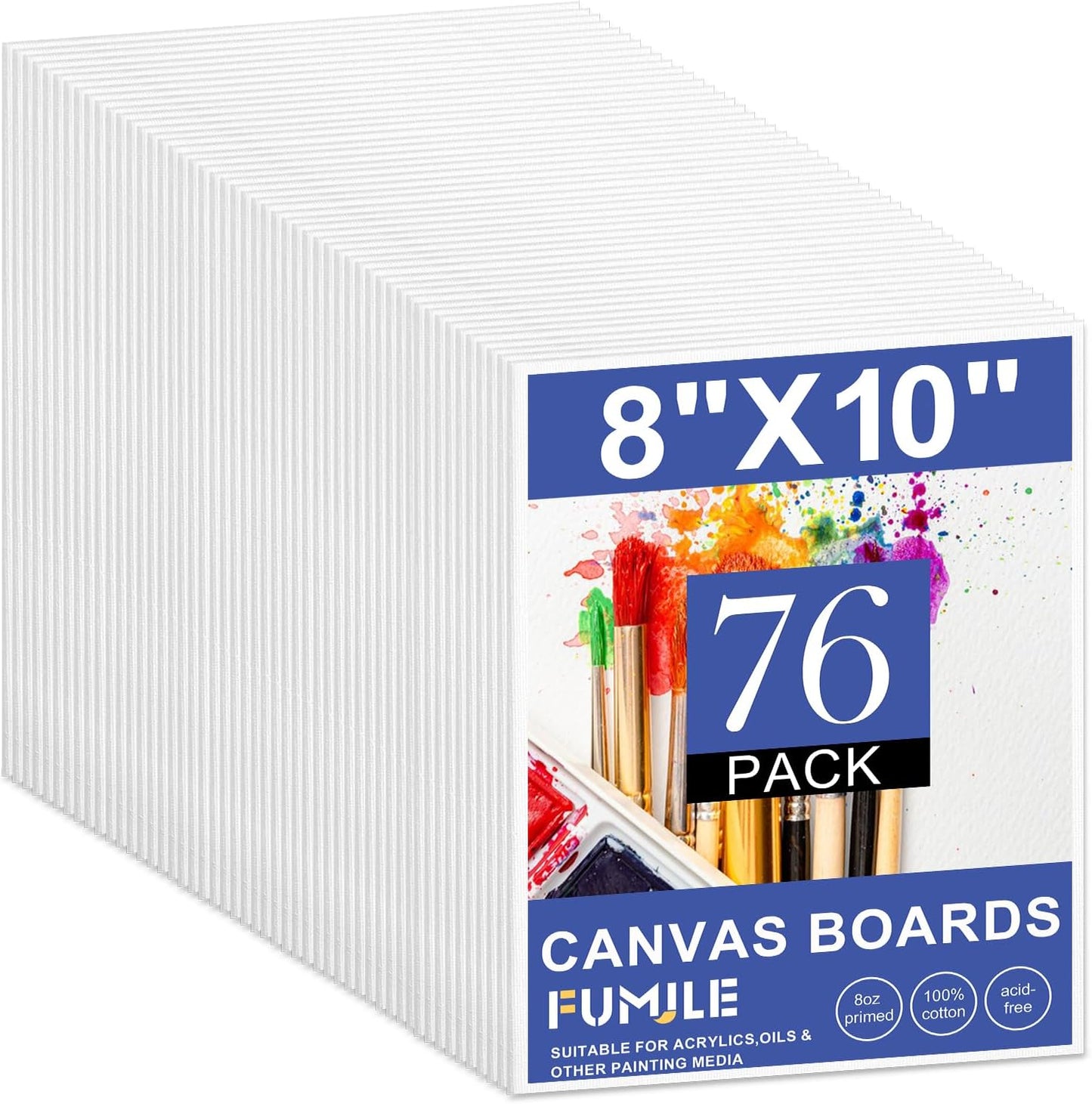 FUMILE Canvas for Painting 8x10 - 76 Pack for Artists & Kids